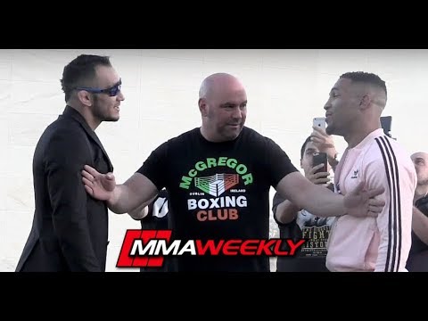 Tony Ferguson and Kevin Lee engage in heated face off ahead of UFC 216