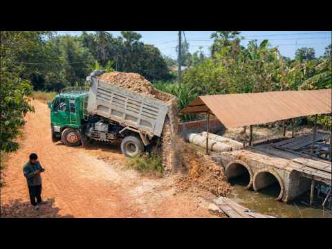 Complete100% Activity Construction Bury​ Twin Sewer Drainage  by Mini Dozer Push With 5-T Dump Truck
