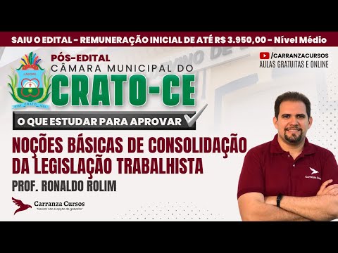 CRATO/CE - Noções Básicas de Consolidação da Legislação Trabalhista - Prof. Ronaldo R.