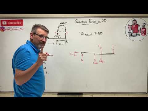Statics: Lesson 33 - 2D Reactions at the Supports With a Pulley