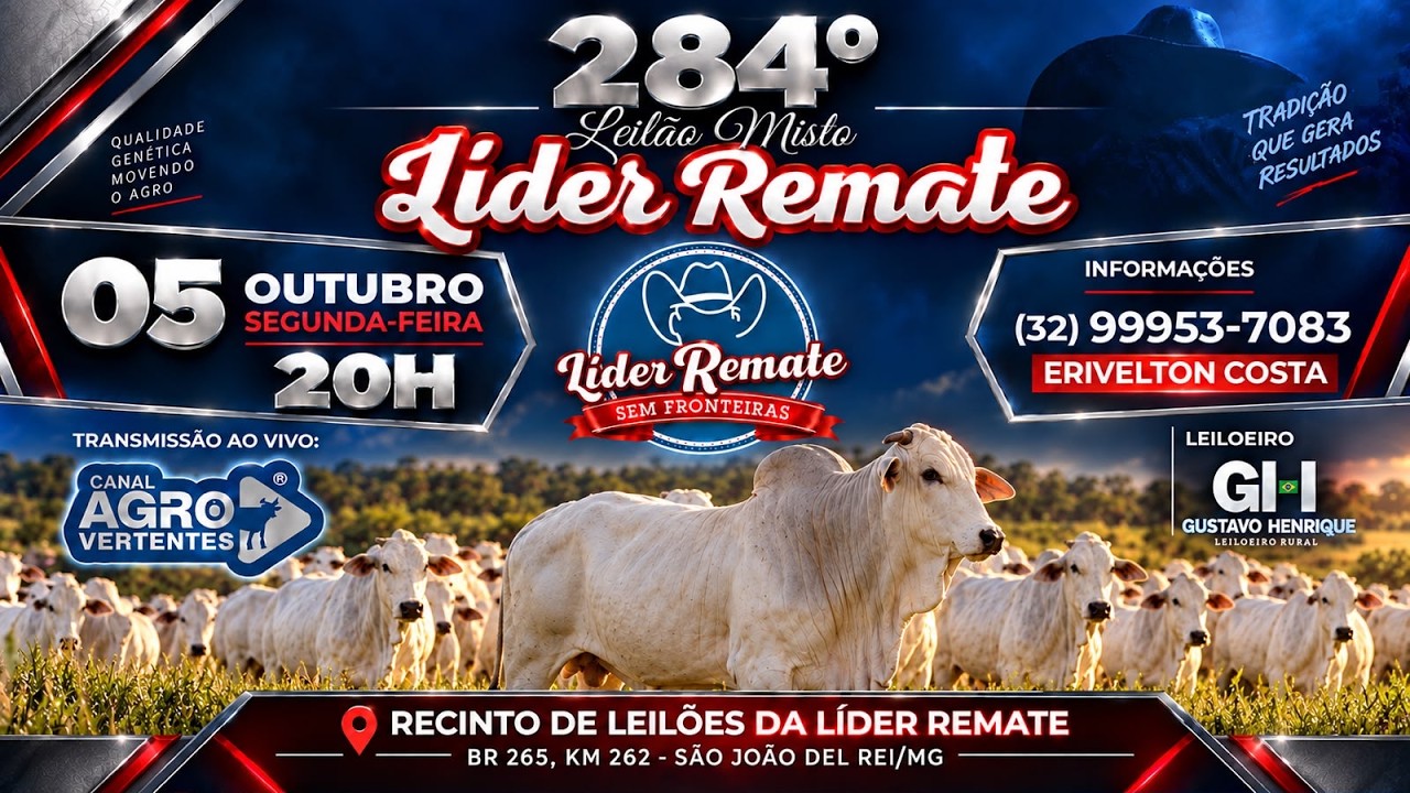 284º LEILÃO MISTO LÍDER REMATE - SÃO JOÃO DEL REI/MG - 05/10/2026
