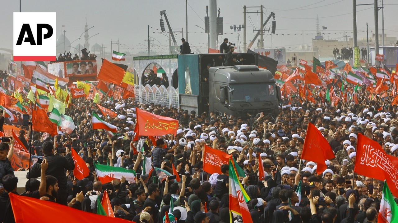 Video | Mourners surround truck carrying Khamenei's casket in Iran