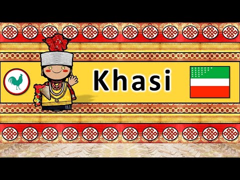 O som do dialeto da língua Khasi-Maram (números, saudações e texto de exemplo)