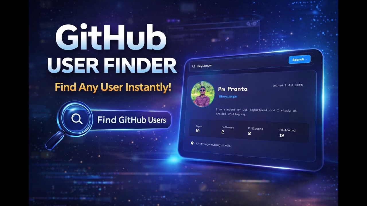 GitHub Profile Finder । GitHub User Explorer | GitHub User Insight Dashboard | Portfolio Projects