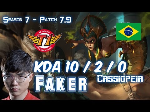SKT T1 Faker CASSIOPEIA vs SYNDRA Mid - Patch 7.9 BR Ranked