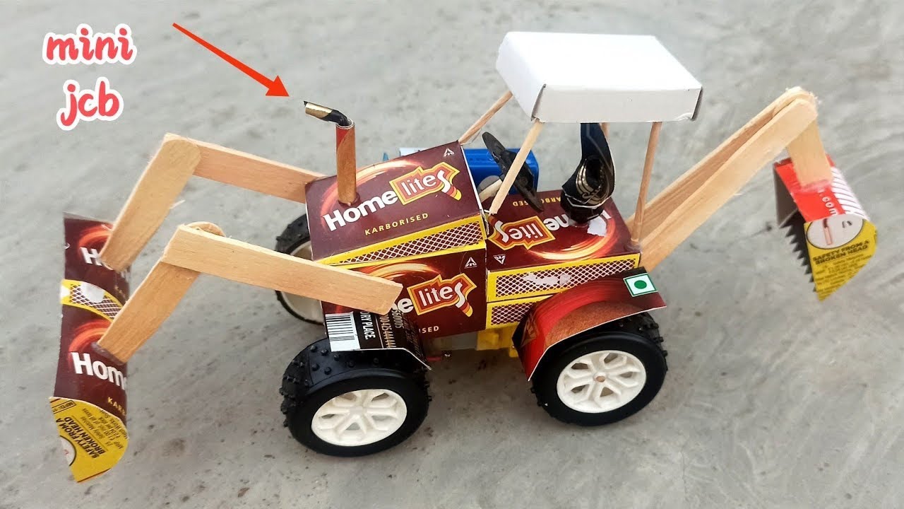 How To Make JCB from Matchbox at Home | DIY JCB Backhoe Loader With Matchbox - Bulldozer toy Tractor