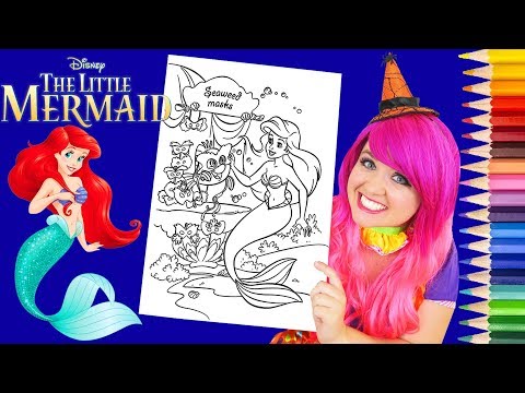 Coloring Ariel Halloween Little Mermaid Coloring Page Prismacolor Colored Pencil | KiMMi THE CLOWN Video