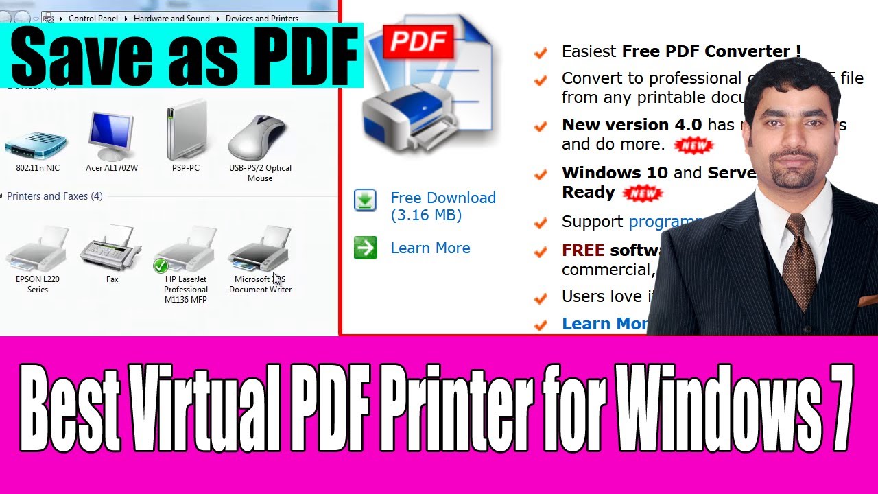 Best & Free Virtual PDF Printer for Windows 7 | How to print as PDF file?