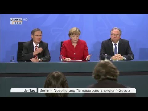 Treffen der Ministerpräsidenten: Merkel, Sieling und Haseloff über Energiegesetz am 12.05.2016