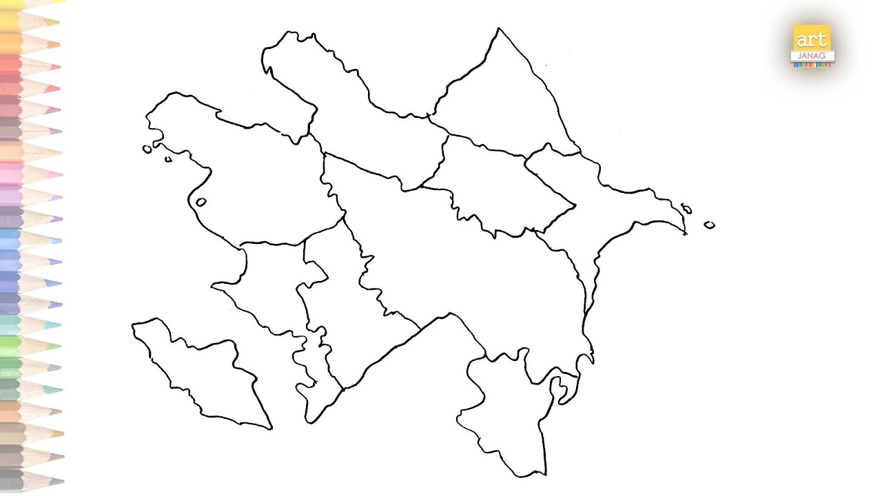 Azerbaijan Map outline | How to draw Azerbaijan Map step by step | Map drawing | art janag | #art