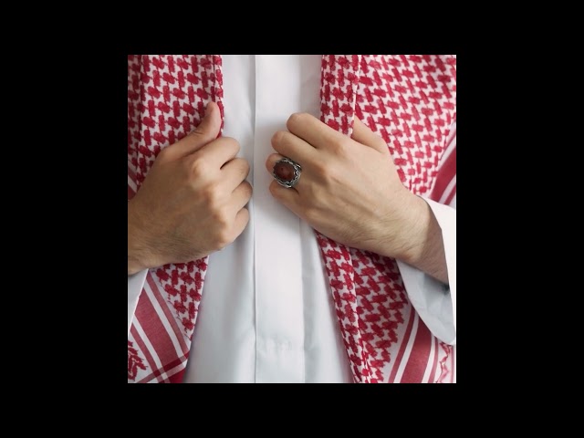Men's silver ring decorated with red agate stone