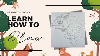 HOW TO DRAW A CHAMELEON - KIDS VERSION | STEP BY STEP BASICS EASY DRAWING | PENCIL SKETCH
