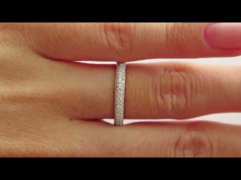 1.50ct Platinum 3 Row Pave Diamond Full Eternity WEDDING ANNIVERSARY Band Ring