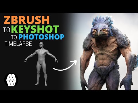 ZBrush to Keyshot to Photoshop Timelapse - 'Bird-Man' Concept
