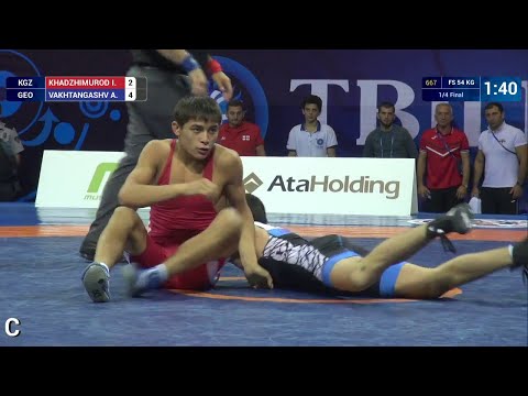 1/4 FS - 54 kg: A. VAKHTANGASHV (GEO) df. I. KHADZHIMUROD (KGZ), 7-5