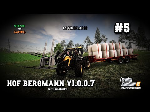 Mowing/Baling Grass silage/Bale Collecting/Hof Bergmann/v1.0.0.7/#5/Season's/FS19 4K Timelapse