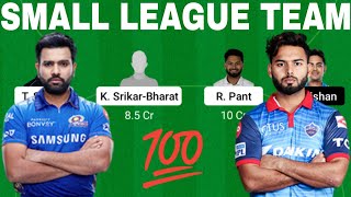 TATA IPL Dream11 Team DC vs MI Dream11 Small League Prediction Mumbai vs Delhi Dream11 Prediction