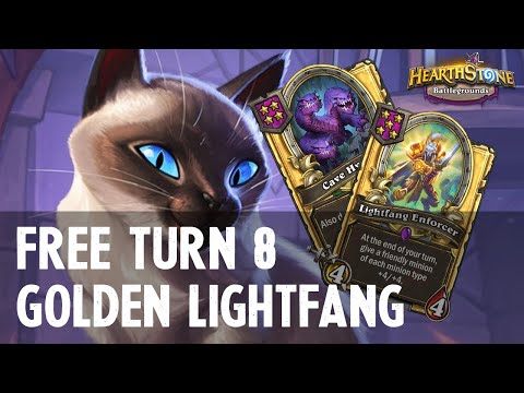 FREE TURN 8 GOLDEN LIGHTFANG ft. Mr. Biggles | Hearthstone Battlegrounds (20.0.2)