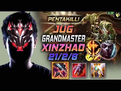 GrandMaster Xin Zhao Jungle vs Ekko - 천상계 정글 신짜오 템트리 룬 선혈 정복자 シン・ジャオ Ксин Жао 德邦总管 - LOL KR 11.18