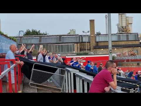 Ebbsfleet United Vs FC Halifax away fans celebrating the 2nd goal 7/10/23