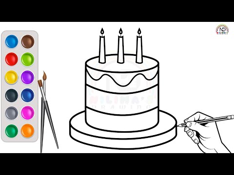 Easy Birthday Cake Drawing For Kids | Birthday Cake Drawing | Nilima's Drawing