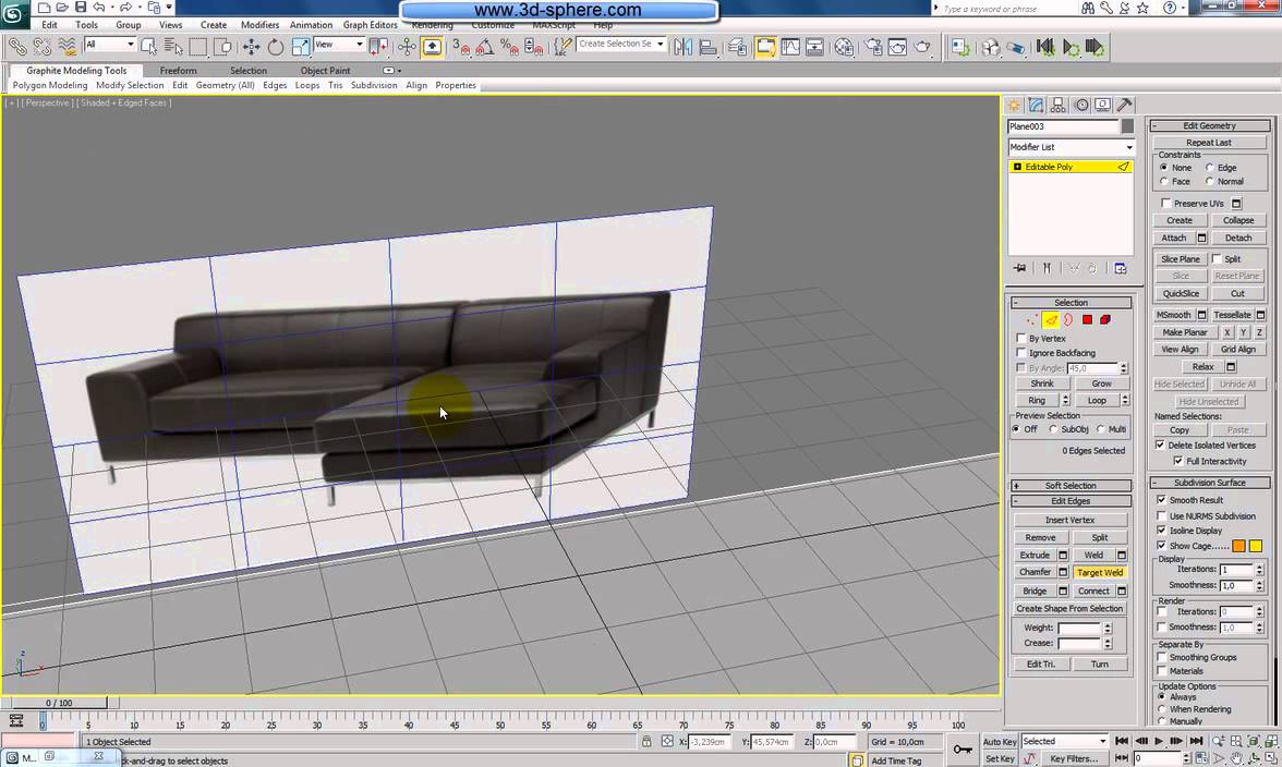Modelling an interior sofa using 3ds Max - Part 1