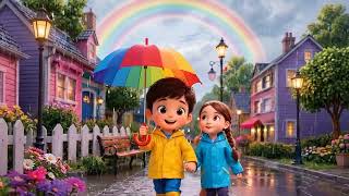 Umbrella Rainy Day Song | Colorful Weather Nursery Rhyme for Toddlers