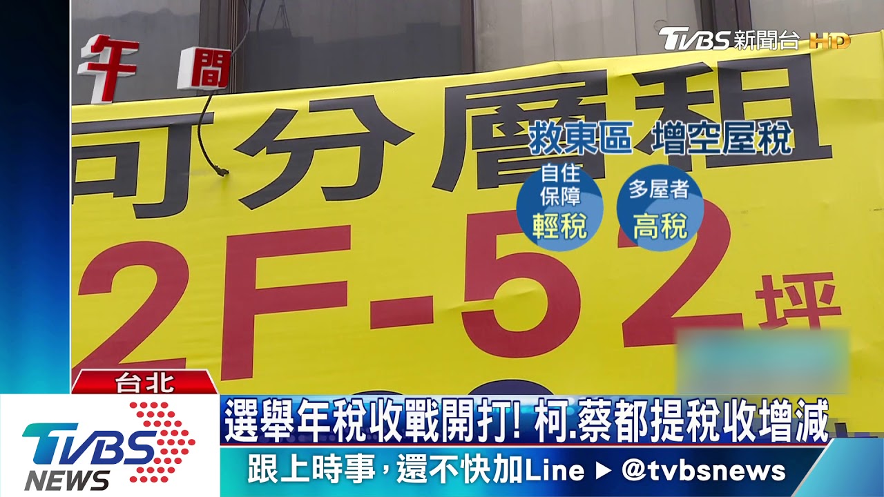 拚2020蔡拋月收3萬免稅　柯打自住降稅