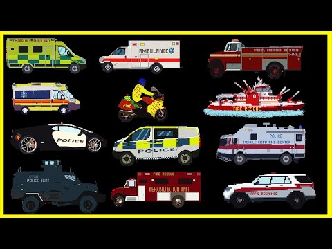 Emergency Vehicles 2 – Police Van, Fire Bike, Fire Boat, Lamborghini Police Car | Videos for Kids