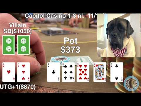 Hero Call and Tough Fold at Capitol Casino, poker vlog 84