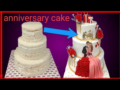 three tier anniversary cake design 2024 | wedding cake | three layer cake | anniversary cake |