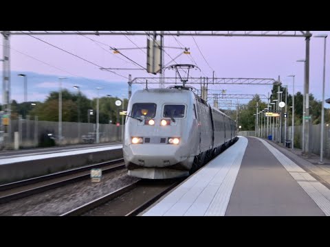 Tåg under solnedgången i Höör