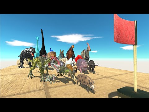 SPEED RACE ALL DINOSAURS VS ANIMALS ISLAND TO SKY GET FLAG - Animal Revolt Battle Simulator