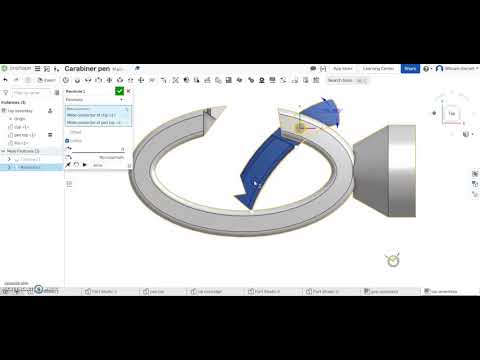 Shuttle carabiner pen grip and top assembly Onshape