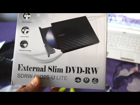 Asus external slim DVD-RW [SDRW-08D2S-U LITE] unboxing + start up