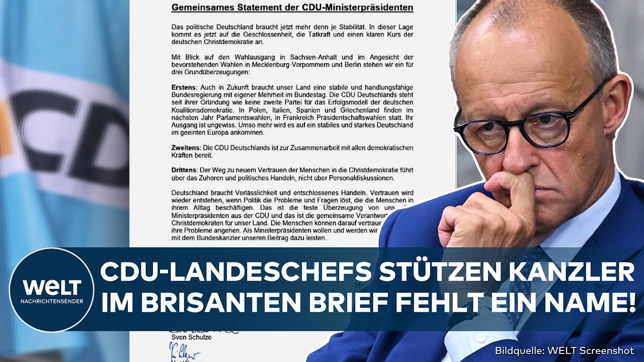 DEUTSCHLAND: Brisanter Brief der CDU-Landeschefs! Ein Name taucht nicht auf! Riss bei Unterstützung?