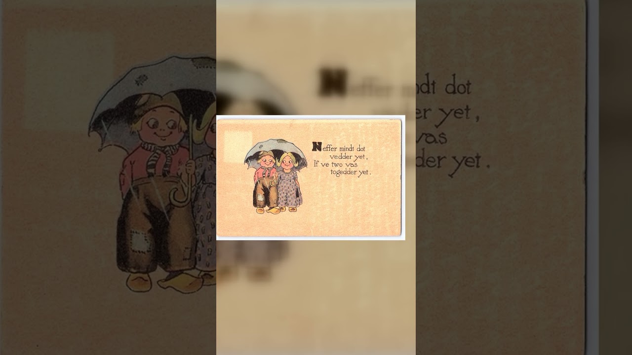 Humorous Linen Postcard, Couple with Umbrella, 1913 Postmark, Wyoming Video
