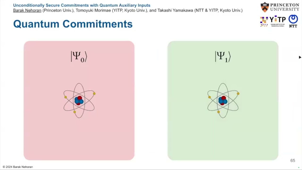 [Quantum Seminar] Barak Nehoran | Unconditionally Secure Commitments with Quantum Auxiliary Inputs