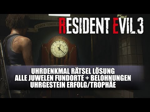 Resident Evil 3 Remake - Uhrdenkmal Rätsel Lösung - Alle Juwelen Fundorte (Uhrgestein Guide)