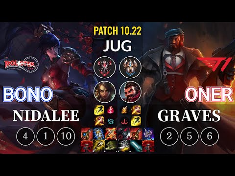 KT Bono Nidalee vs T1 Oner Graves Jungle - KR Patch 10.22