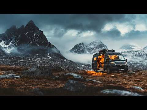 VAN LIFE. My 1st Week FULL TIME ARCTIC VAN LIVING OFF-GRID ALONE. Heavy Rain Storm Cozy Solo Camping
