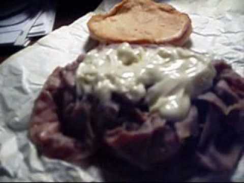 arbys roastbeef sandwich with horsey sauce on top