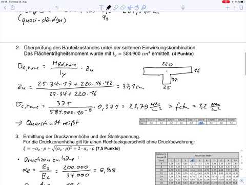 Rissbreitenbeschränkung – Rep. Massivbau 3 (Klausur WiSe 15/16 Aufg. 9.2 bis 9.3)