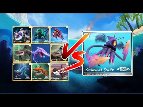All !! Sharks vs Colossal Squid Boss | Hungry Shark World | @dragonheartgaming123