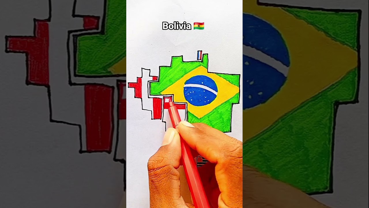 draw Flag Map of Bolivia 🇧🇴 #bolivia #flag