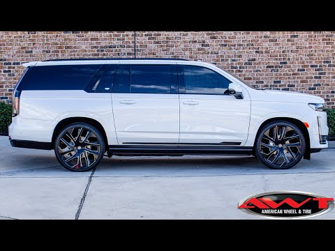 AWT - White 2021 Cadillac Escalade - 26" Black Lexani "Ghost" Wheels Wrapped In Lexani LX-30 Tires