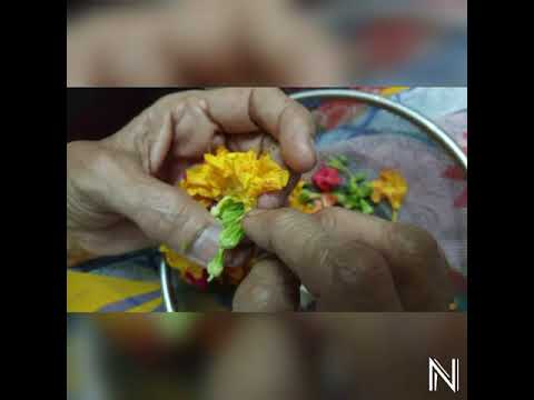 How to make a flower garland without thread(with Mirabilis Jalapa flowers)