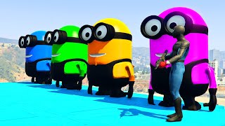 GTA 5 Epic Ragdolls RED SPIDERMAN VS RED MINION VS GREEN MINION Euphoria Physics Ep.7 #Spiderman