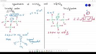 N(SiH3)3    and      N(CH3)3        Hybridisation