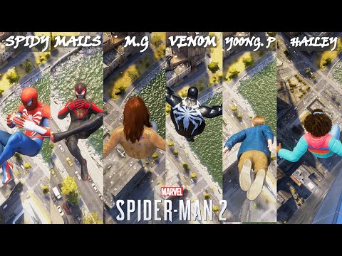 Spider Man 2 characters jumping from high place